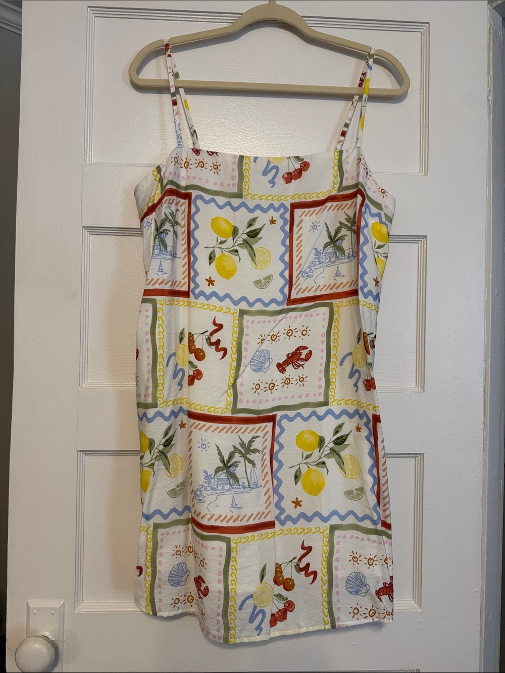 Abercrombie Lemon & Coastal Print Spaghetti Strap romper